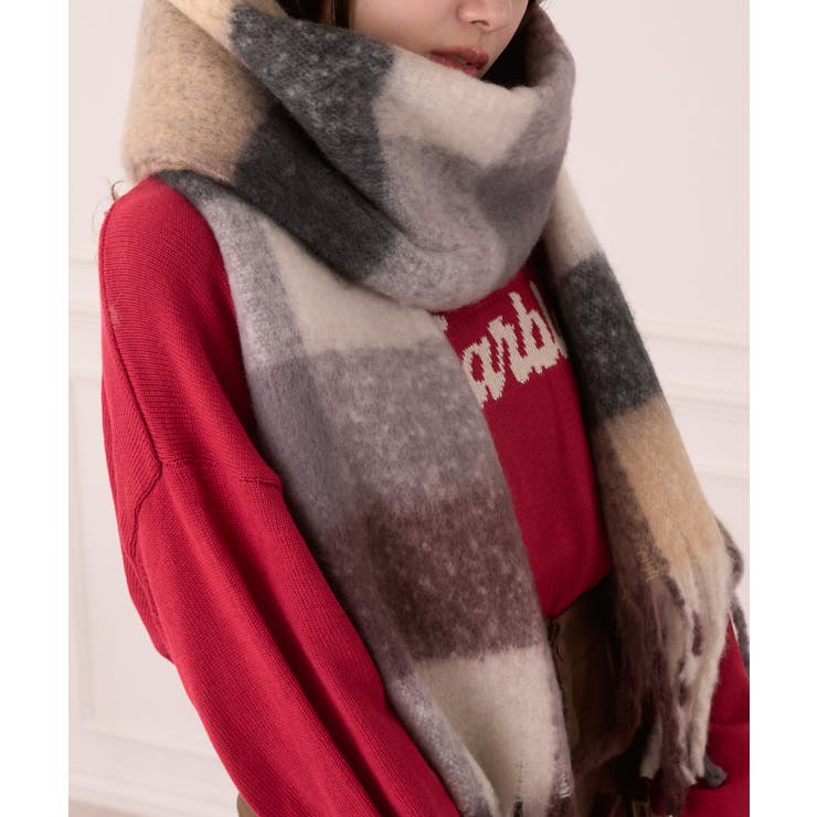 カラフル ブロックチェック ボリューム フリンジ マフラー | Ada. | 詳細画像17 