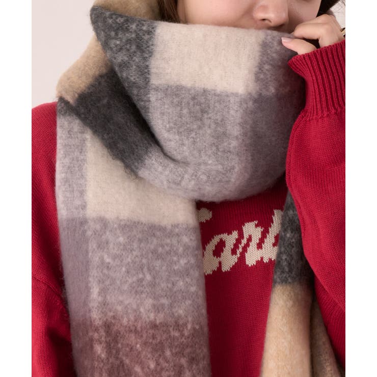 カラフル ブロックチェック ボリューム フリンジ マフラー | Ada. | 詳細画像19 