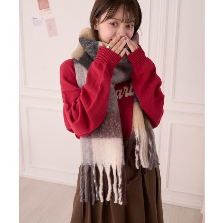 カラフル ブロックチェック ボリューム フリンジ マフラー | Ada. | 詳細画像21 