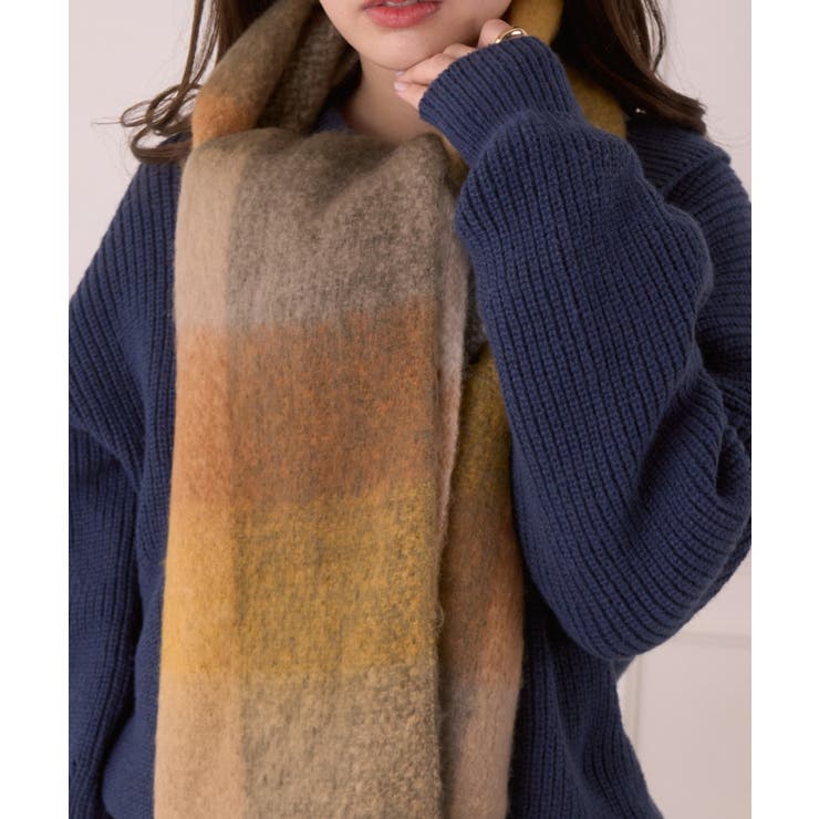 カラフル ブロックチェック ボリューム フリンジ マフラー | Ada. | 詳細画像26 