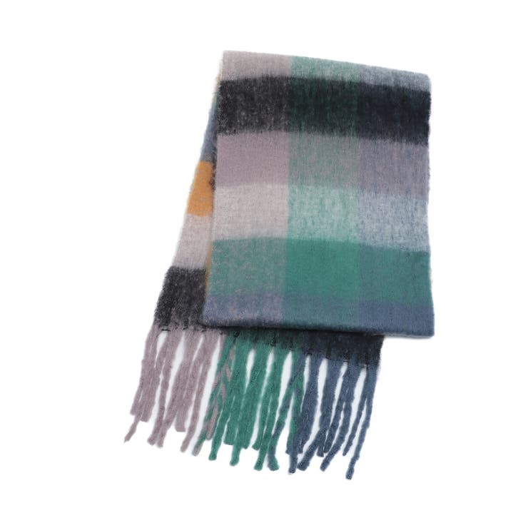 カラフル ブロックチェック ボリューム フリンジ マフラー | Ada. | 詳細画像30 