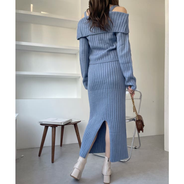 オフショルダー ニット セットアップ[品番：ORGW0008173]｜Ada