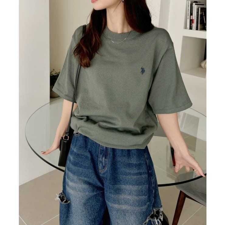 U.S.POLO ASSN. クルー ショートスリーブ ニット Tシャツ[品番