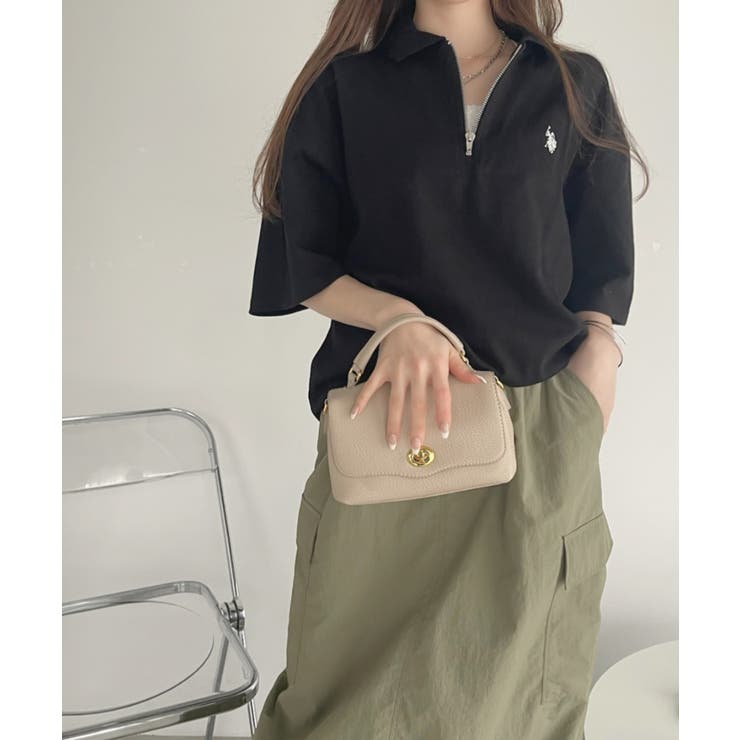 U.S.POLO ASSN. ハーフジップ ショートスリーブ ポロシャツ[品番