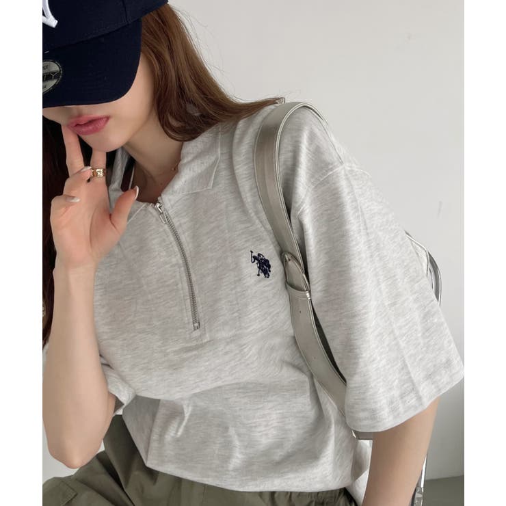 U.S.POLO ASSN. ハーフジップ ショートスリーブ ポロシャツ[品番