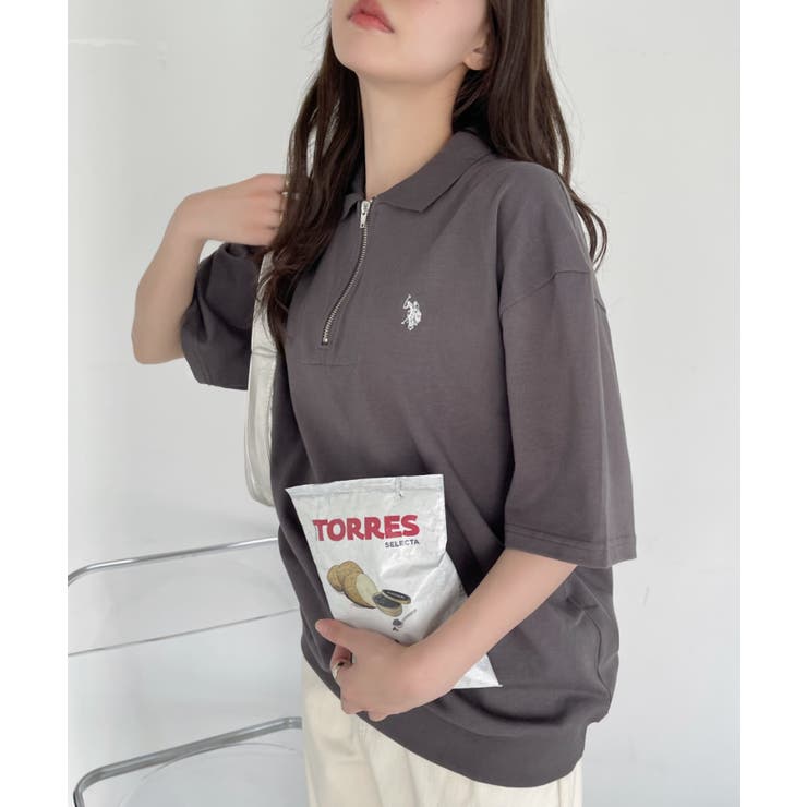 U.S.POLO ASSN. ハーフジップ ショートスリーブ ポロシャツ[品番
