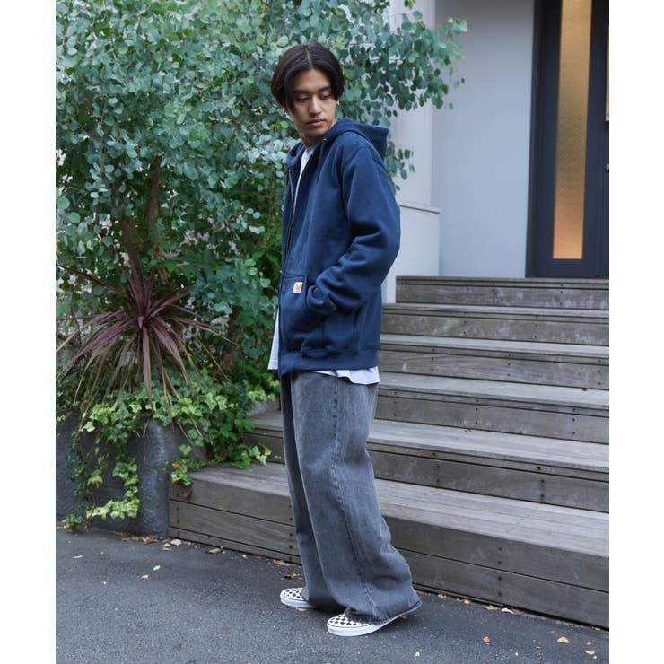 Creek パーカー 2点セット ネイビー グレー nexchic セットアップ ダブルファスナーパーカー+スカパンセットアップ