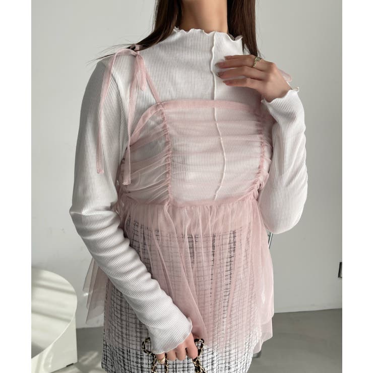 チュール ビスチェ セット テレコ リブトップス[品番：ORGW0008367