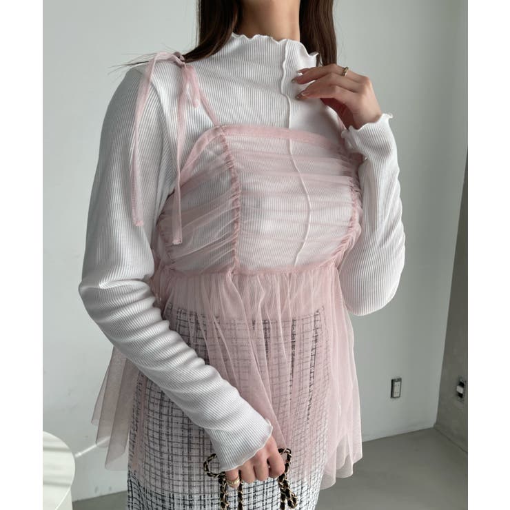 チュール ビスチェ セット テレコ リブトップス[品番：ORGW0008367