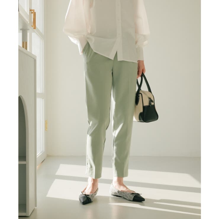 ストレッチ 美脚 タック テーパードパンツ[品番：ORGW0008355