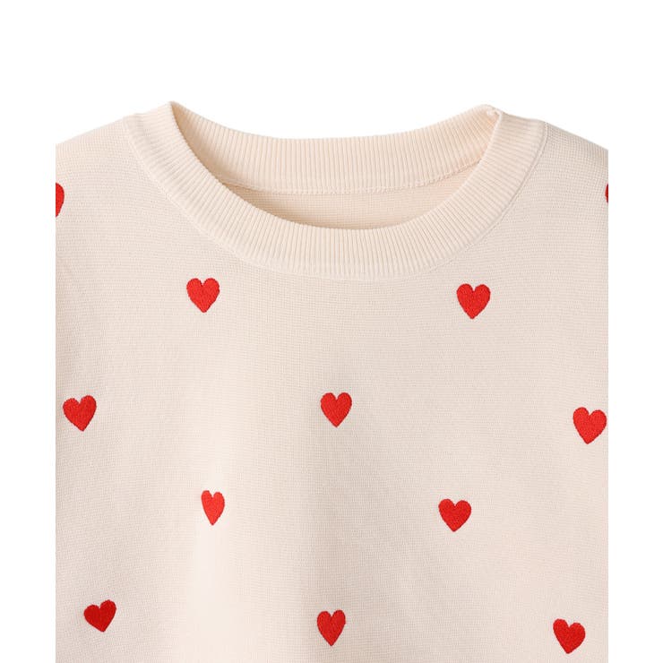 あーちゃん ami アイボリー ニットセーター 赤いハート刺繍 ami