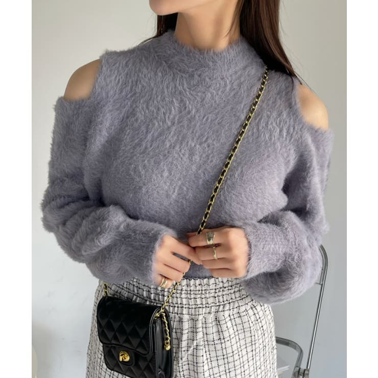 4color】千鳥柄ショルダーストラップ付きニットバッグ | jbgcompany