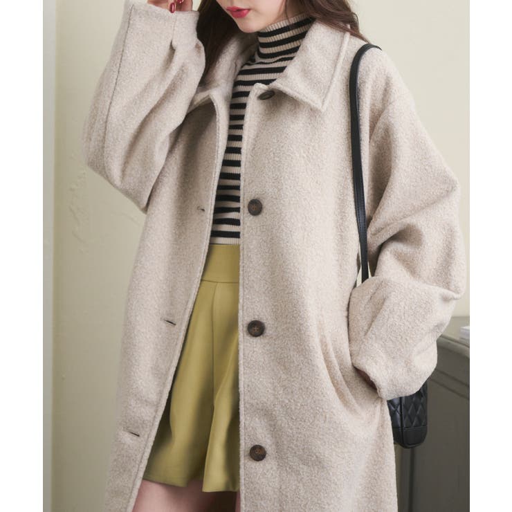 2WAY フェイクリングウール ロングコート[品番：ORGW0008488