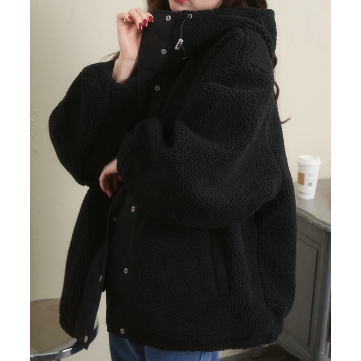 【美品】プレインピープル　ふわふわボアPコート　オーバーサイズ　あったかい 美品】プレインピープル ふわふわボアPコート オーバーサイズ