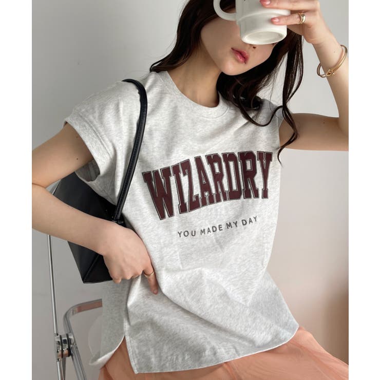 サテン刺繍 ロゴ フレンチスリーブ Tシャツ | Ada. | 詳細画像14 