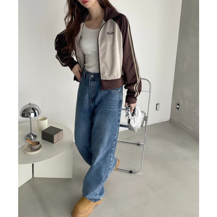 配色 ラグラン ショート丈 トラックジャケット[品番