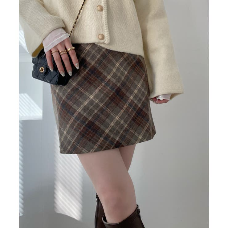 MACPHEE（マカフィー）の「ヘリンボーンツイード ミニスカート
