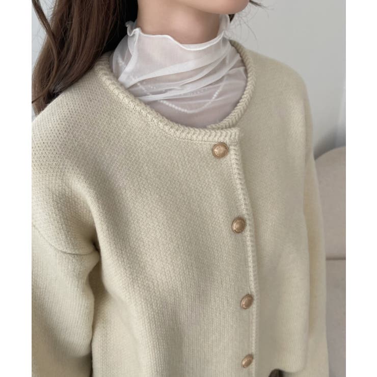 【ESCADA 】ほわほわ可愛いアウター ウール 保温性抜群 金ボタン 楽天市場】金ボタン 2way ショート丈 ニット カーディガン