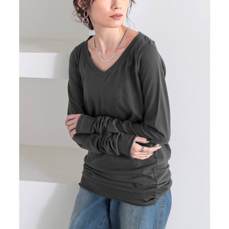 チャコール | n'OrLABELシンプルVネックゆるっとロンT | osharewalker