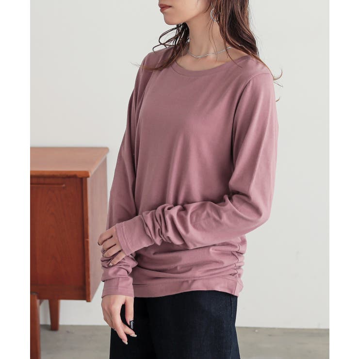 ピンクアーモンド | n'OrLABELシンプルきれいめネックゆるっとロンT | osharewalker