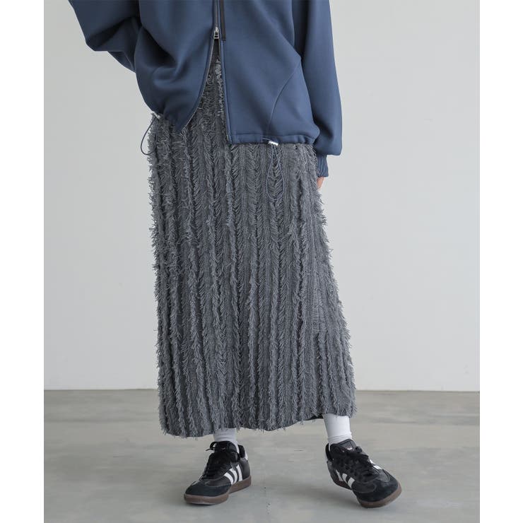 グレー | n'OrLABELフリンジニットナロースカート | osharewalker