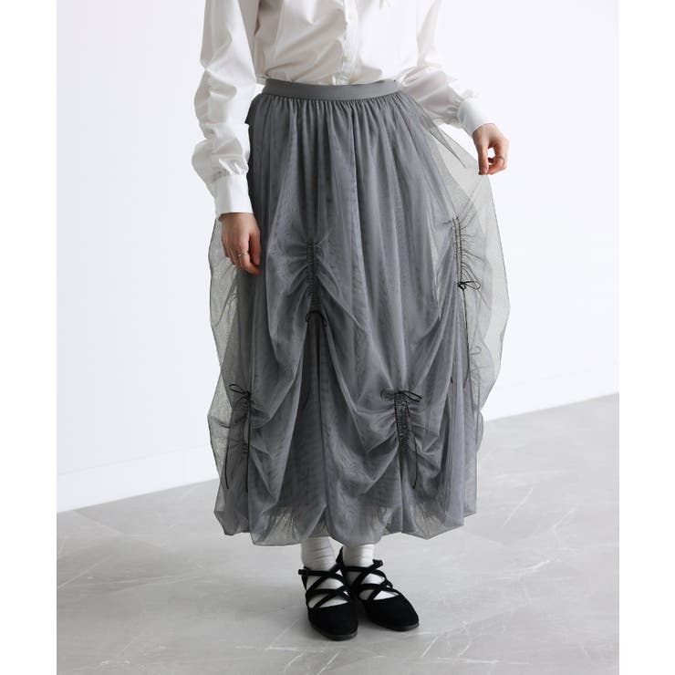 グレー | somari imaginationリボンドロストチュールバルーンスカート  | osharewalker