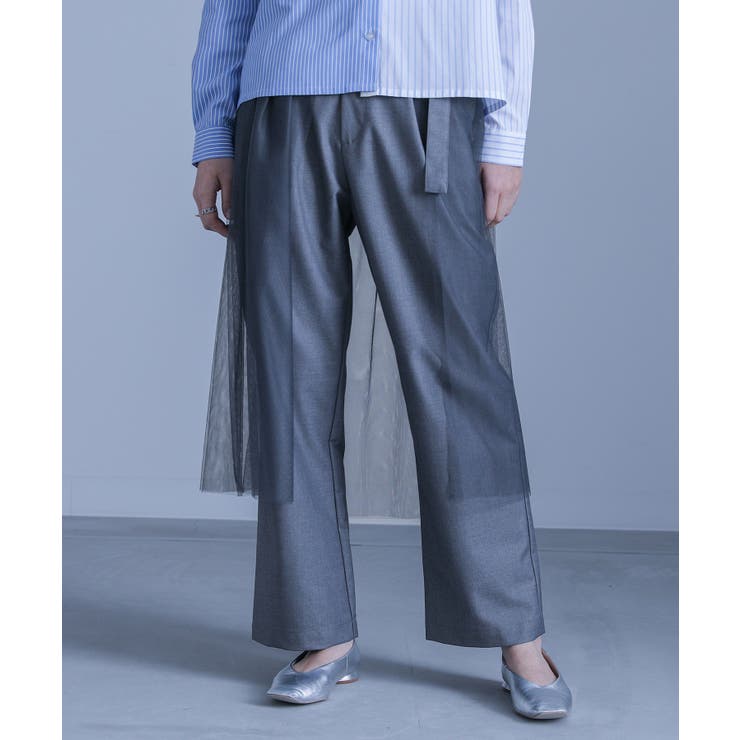 グレー | kOhAKU巻きチュールスカート付きパンツ  | osharewalker