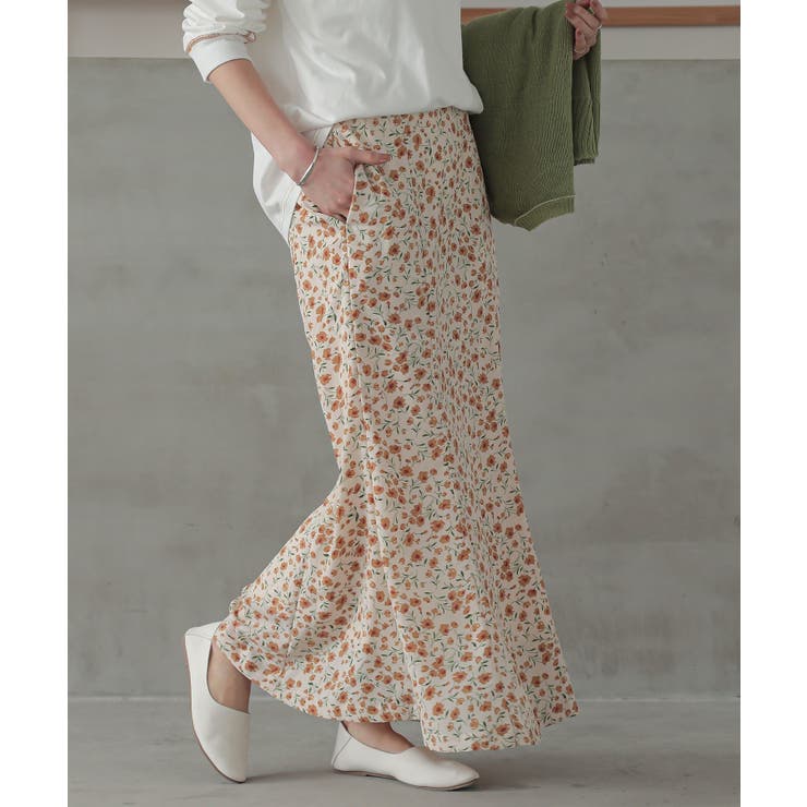 アイボリー | n'OrLABEL花柄セミマーメイドスカート | osharewalker