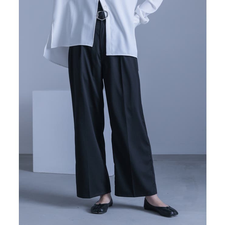 ブラック | kOhAKU変形ベルトバックルタックパンツ | osharewalker