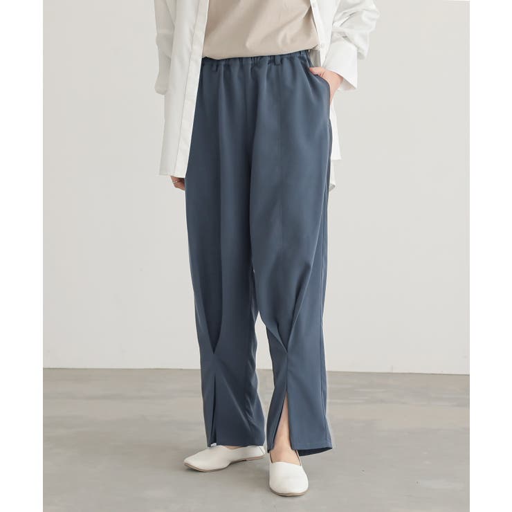チャコール | n'OrLABELフロントスリットテーパードパンツ  | osharewalker