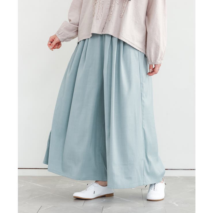 ライトブルー | n'OrLABELリネンライクタックガウチョパンツ  | osharewalker