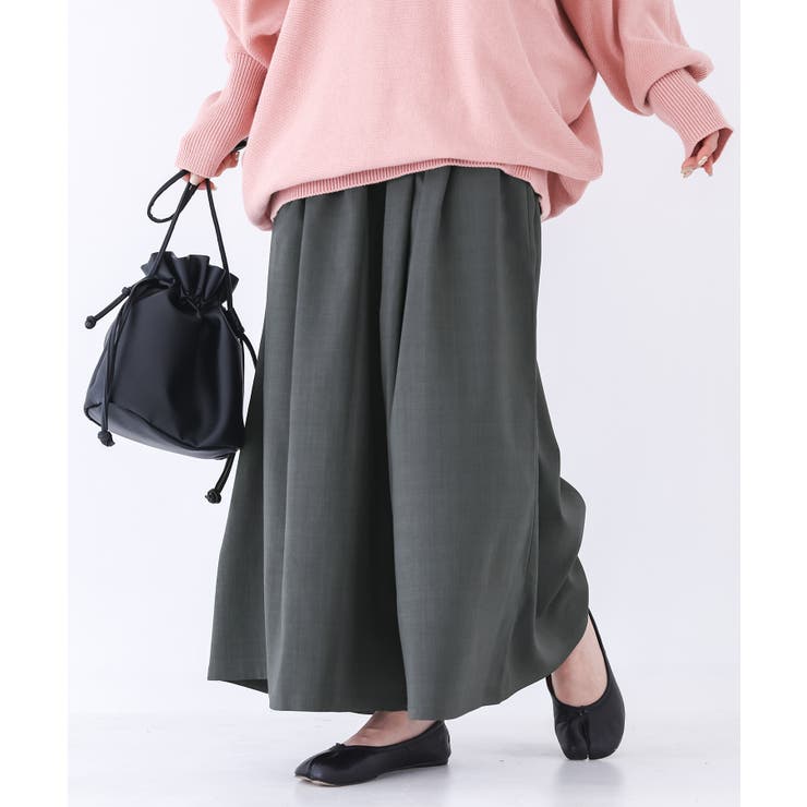 チャコール | n'OrLABELリネンライクタックガウチョパンツ  | osharewalker