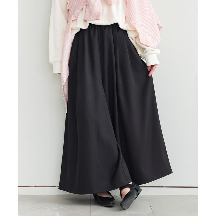 ブラック | n'OrLABELリネンライクタックガウチョパンツ  | osharewalker