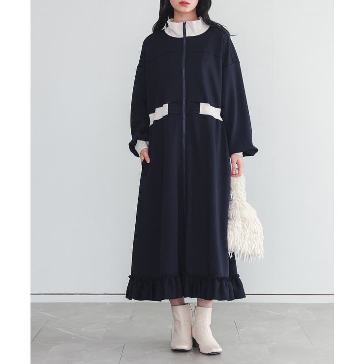 ネイビー | somari imaginationジャージフレアワンピース  | osharewalker