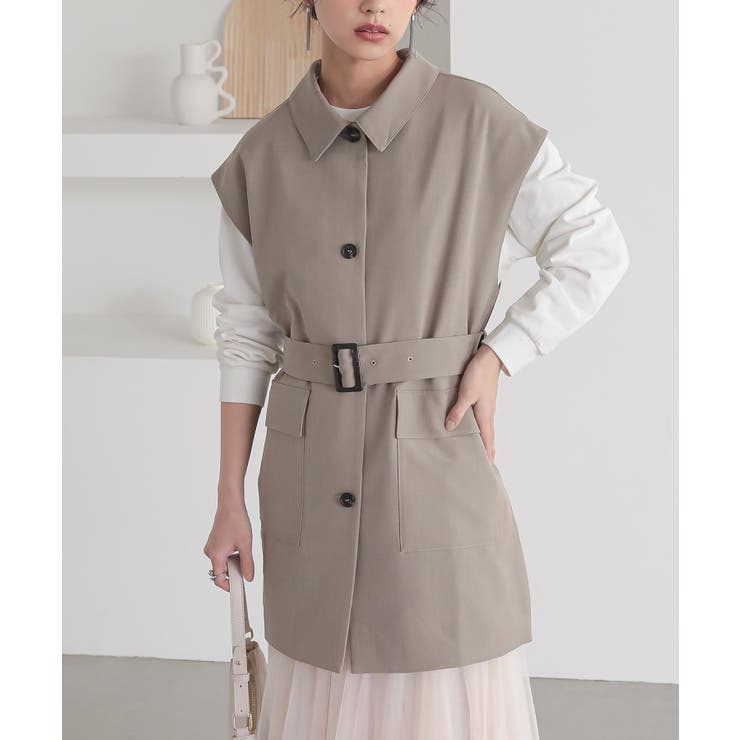 グレージュ | n'OrLABELベルト付きジレ | osharewalker