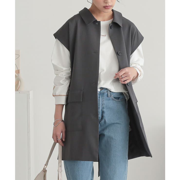 チャコール | n'OrLABELベルト付きジレ | osharewalker