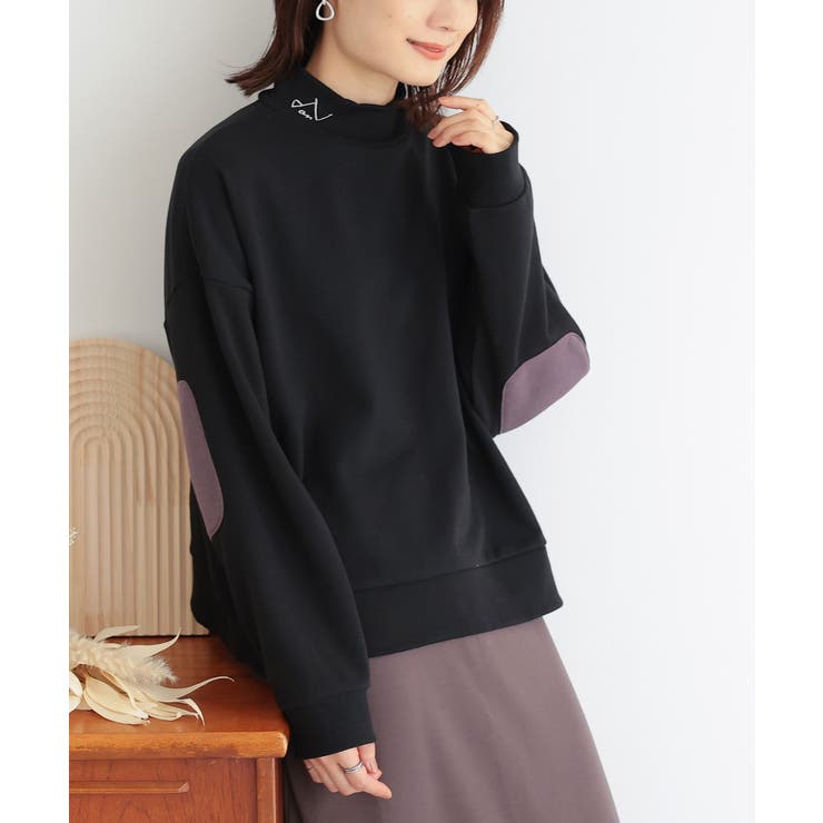 ブラック | n'OrLABELハイネックロゴ刺繍スウェット | osharewalker