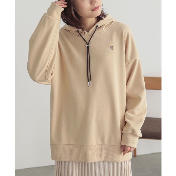 ベージュ | n'OrLABELロゴ刺繍デザインフーディー  | osharewalker