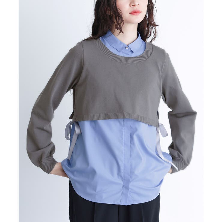 グレー | somari imaginationシャツドッキングニットプルオーバー | osharewalker