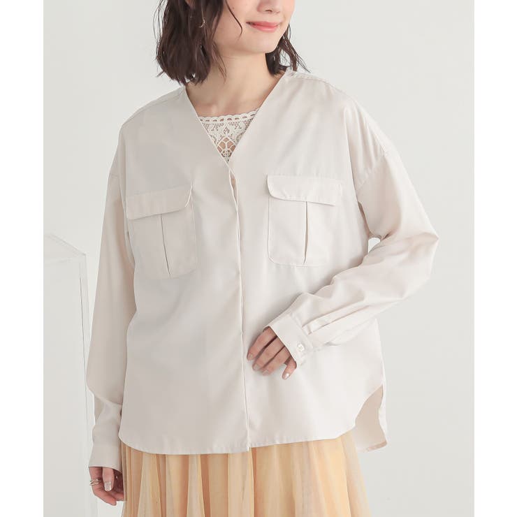 アイボリー | n'OrLABELVネックWポケットシャツ | osharewalker