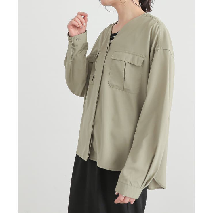 カーキ | n'OrLABELVネックWポケットシャツ | osharewalker