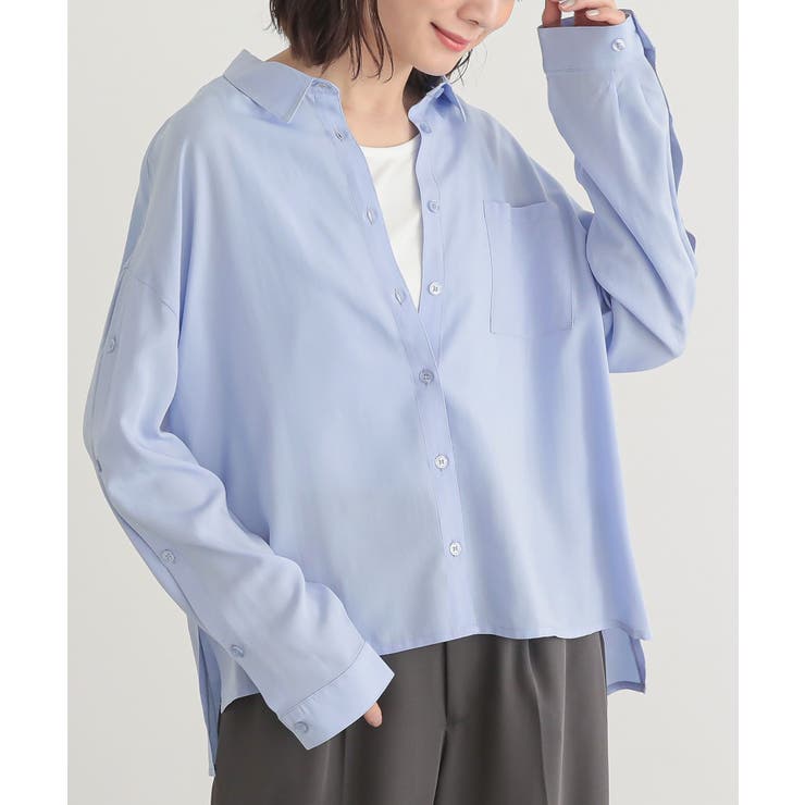 ブルー | n'OrLABEL配色オープンスリーブシャツ | osharewalker