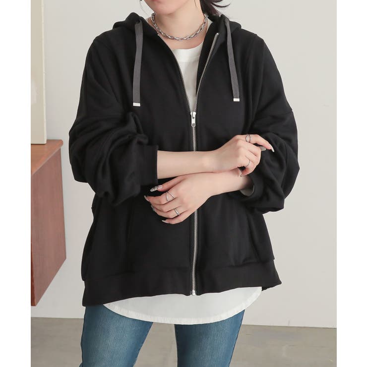 ブラック | n'OrLABEL裏毛ランタンスリーブコクーンパーカー  | osharewalker