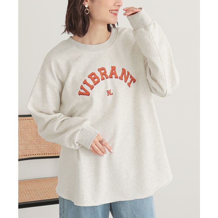 オートミール | n'OrLABELカレッジロゴ裏毛スウェット  | osharewalker