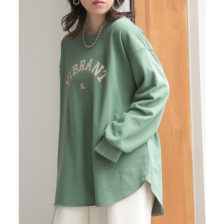 スモーキーグリーン | n'OrLABELカレッジロゴ裏毛スウェット  | osharewalker