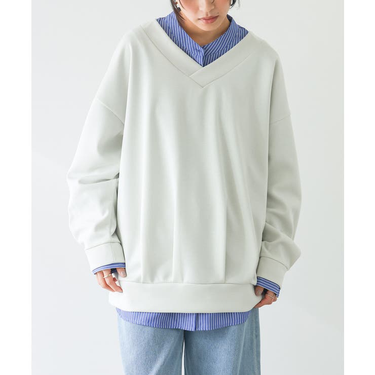 ライトグレー | n'OrLABEL前後Vネックダンボールスウェット  | osharewalker