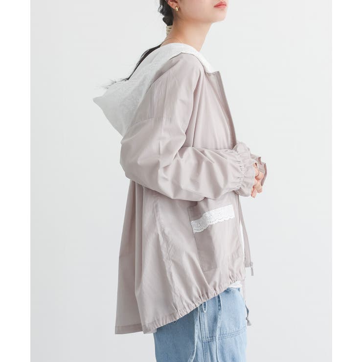 グレージュ | somari imaginationコットンレースフードパーカー  | osharewalker