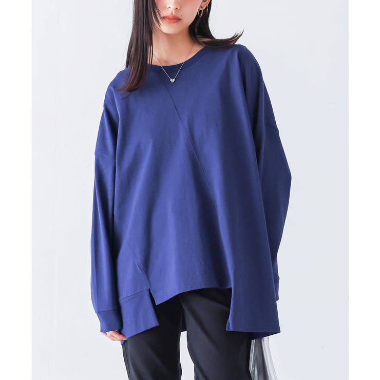 ブルー | n'OrLABELアシメ切替ランダムヘムカットソー  | osharewalker