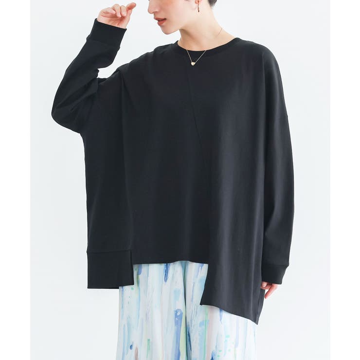 ブラック | n'OrLABELアシメ切替ランダムヘムカットソー  | osharewalker