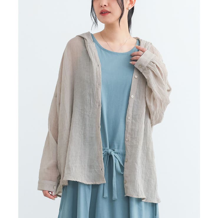 グレージュ | n'OrLABELシアーフードシャツ | osharewalker